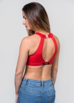 Top cut out rojo licra